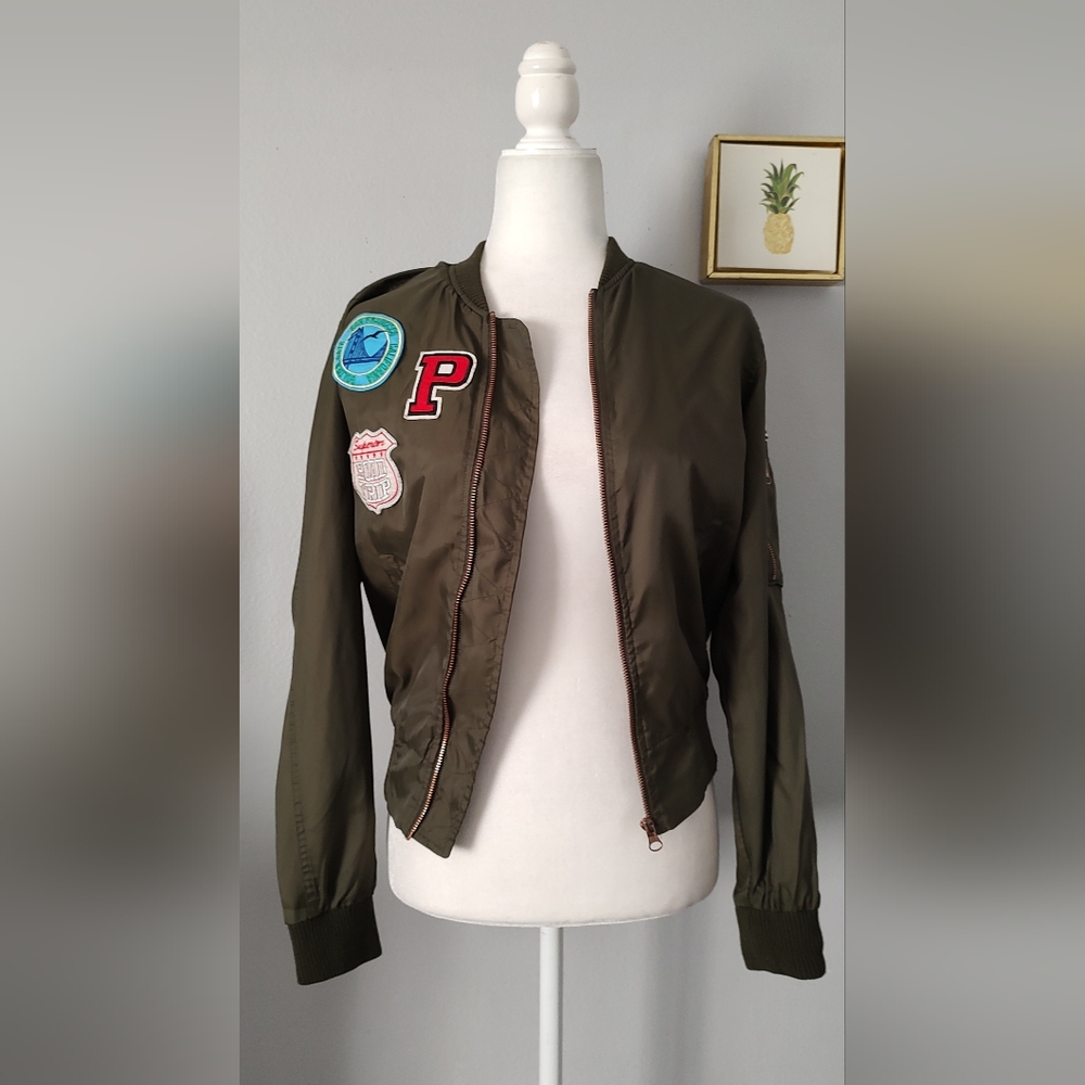 Bonber Jacket Women Iris  Los Angeles  Green Olive Size Small Zipper And Pockets